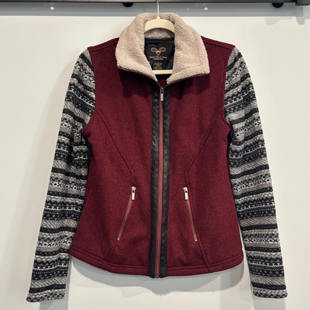 Wooly Bully Wear Women Jacket Medium Mixed Media Fair Isle Fleece Gorpcore 21055